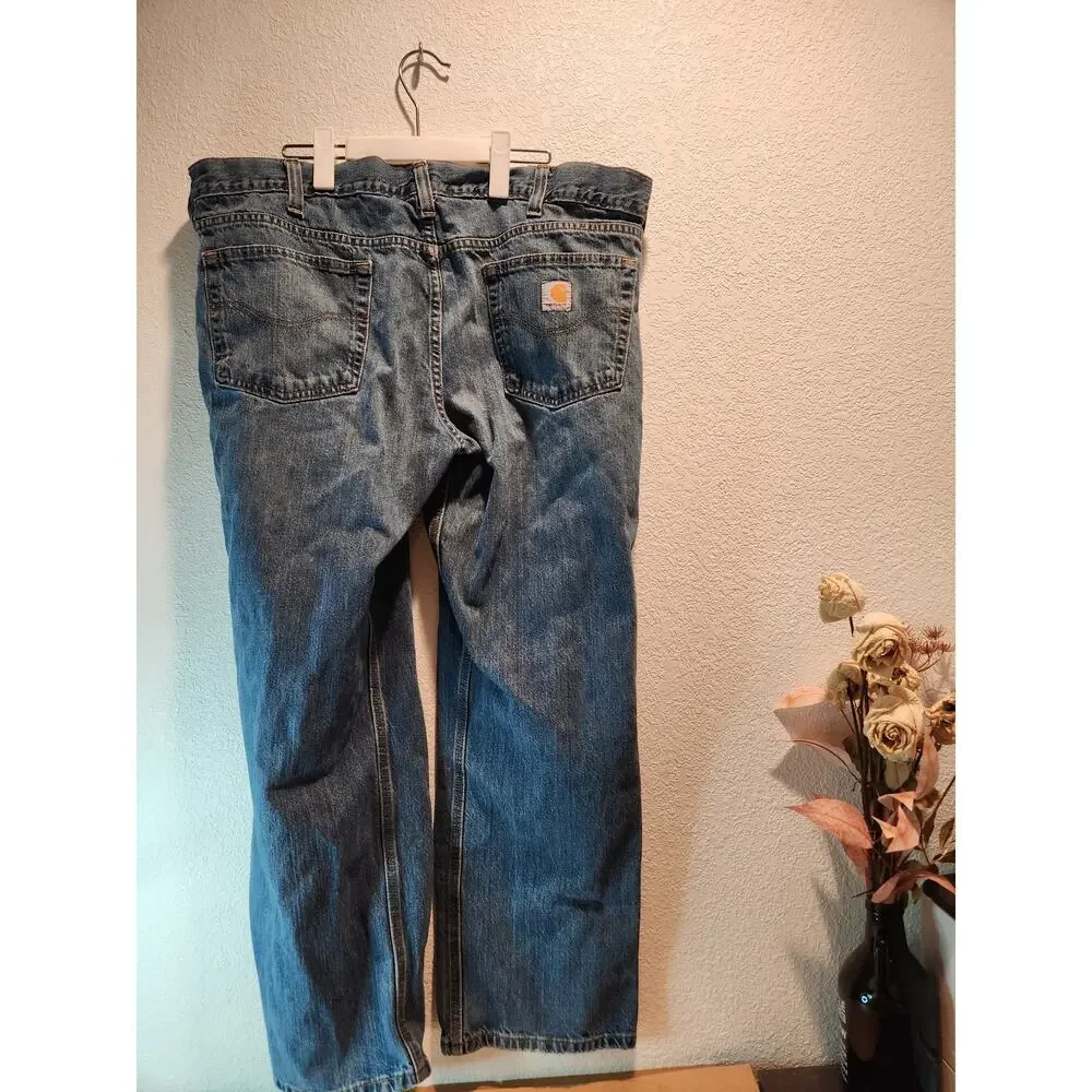 Carhartt Relaxed Straight Jeans 40x30 Durable Workwear Blue Denim B320-WTB